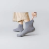 A pair of pure cotton mid-calf grey socks for both men and women details Picture